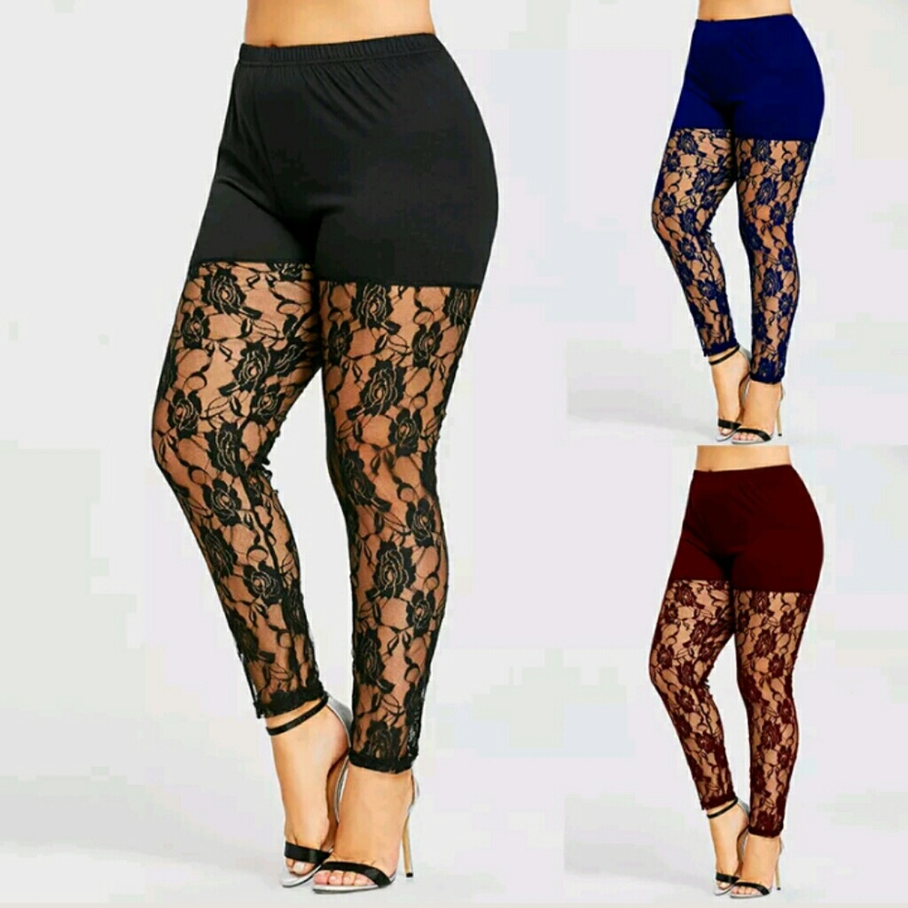 Sexy Lace Plus Size Footless Legging   2X